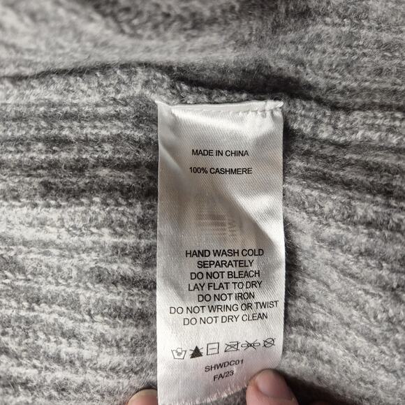 Quince Mongolian Cashmere Fisherman Sweater Womens M Grey Turtleneck - Picture 5 of 8